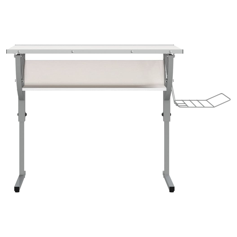 Craft Desk White&Grey 110x53x(58-87) cm Engineered Wood&Steel