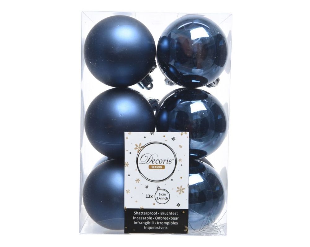 Shatterproof Night Blue Bauble  6cm Pack of 12 - Christmas