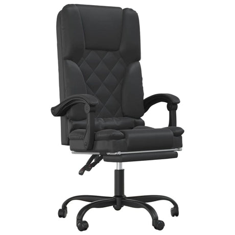 Massage Reclining Office Chair Black Faux Leather