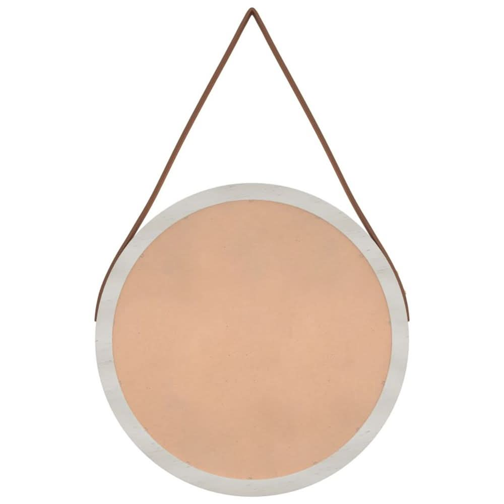 Wall Mirror with Strap White Ø 35 cm