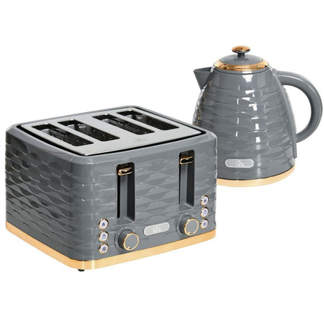 Kettle and Toaster Set 1.7L Rapid Boil Kettle & 4 Slice Toaster Grey