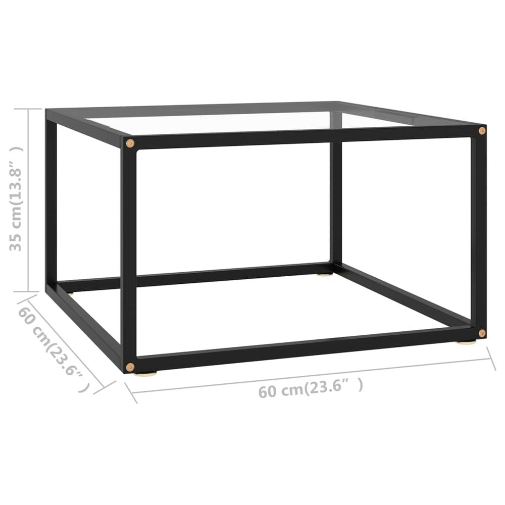 Coffee Table Black with Tempered Glass 60x60x35 cm