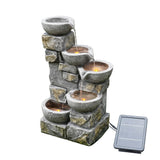 Solar Power Water Fountain Feature with Lights & Battery Back Up