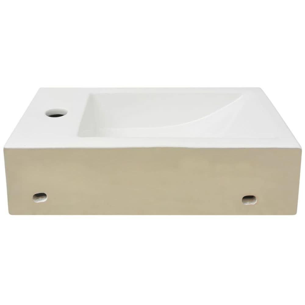 Basin with Faucet Hole Rectangular Ceramic White 46x25.5x12 cm