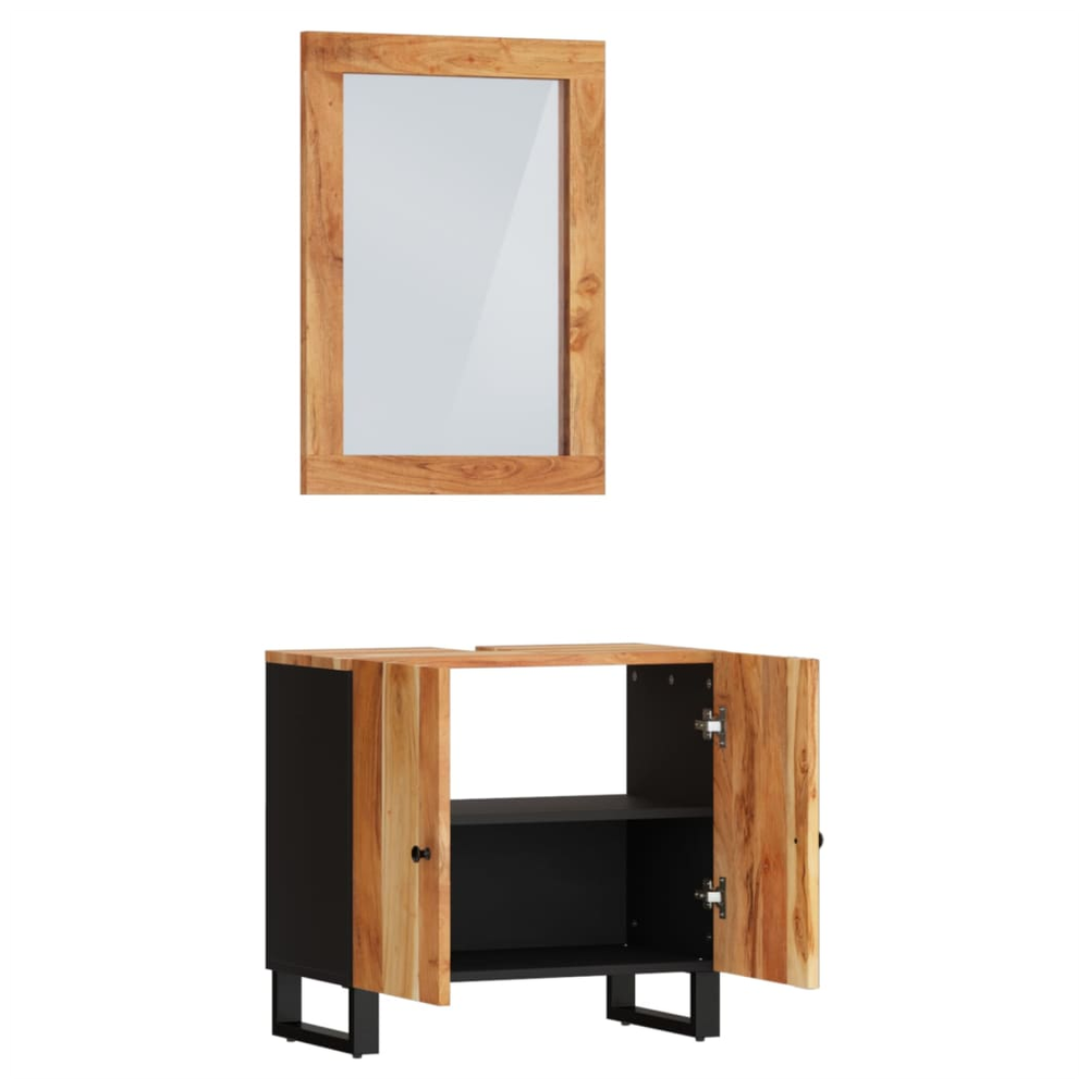 2 Piece Bathroom Furniture Set Solid Wood Acacia