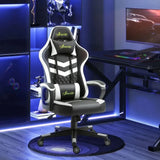 Racing Gaming Chair w/ Lumbar Support, Headrest, Gamer Office Chair, Black White