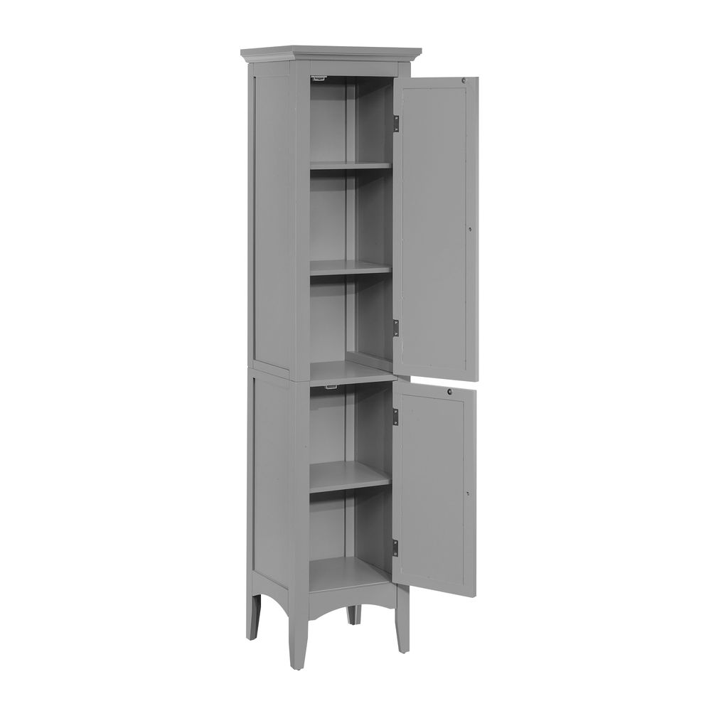 Glancy Wooden Linen Tower Tall Bathroom Cabinet Grey With Storage