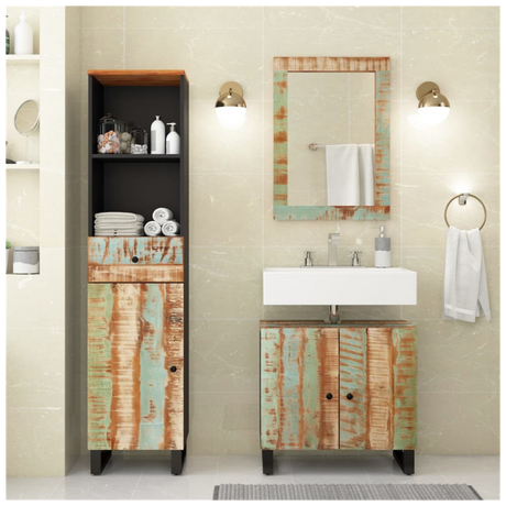 3 Piece Bathroom Furniture Set Solid Wood Reclaimed