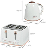 1.7L Kettle and Toaster Set with Defrost, Reheat and Crumb Tray, White