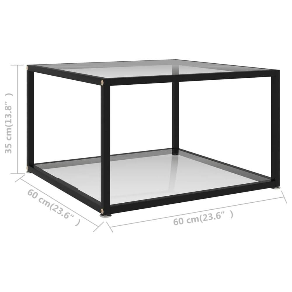 Coffee Table Transparent 60x60x35 cm Tempered Glass