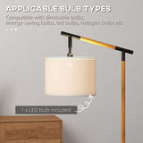 Floor Lamp with 350° Rotating Lampshade, LED Bulb Included, Brown