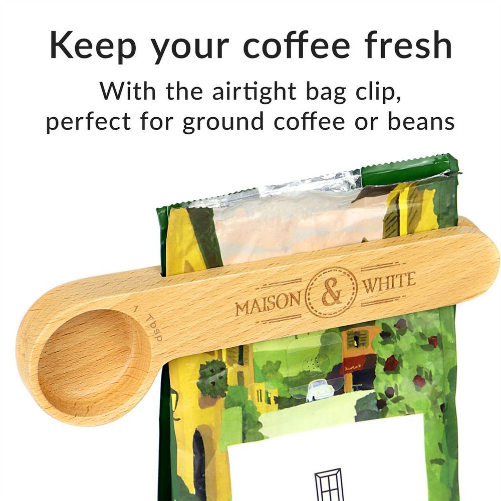 2 in 1 Wooden Coffee Clip & Spoon | M&W