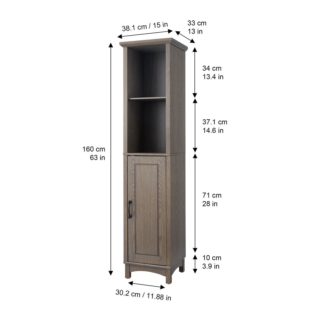 Wooden Bathroom Tall Linen Tower Storage Cabinet EHF-F0012