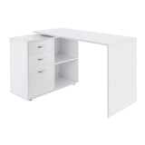 Home Office L Shape Computer Desk Workstation Drawer Shelf File Cabinet-White