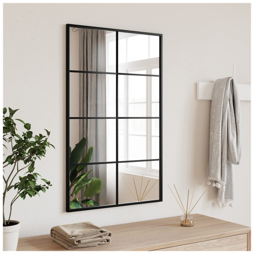 Wall Mirror Black 50x80 cm Rectangle Iron