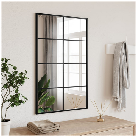 Wall Mirror Black 50x80 cm Rectangle Iron