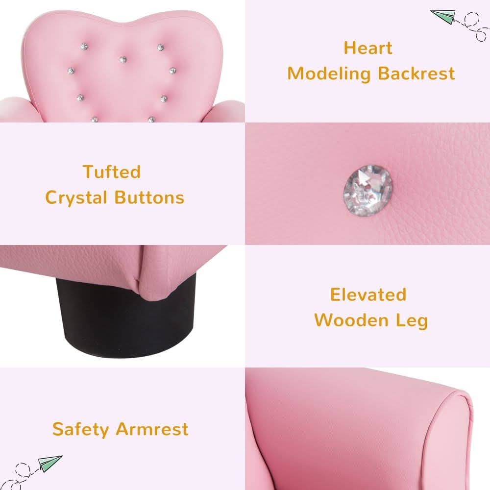 Kids Toddler Sofa Children Armchair Seating Chair Relax Girl Princess Pink