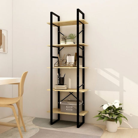 5-Tier Book Cabinet Brown 100x30x175 cm Pinewood