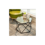 Hexagon Tempered Glass  Black Coffee Side Table (Big) - SLENDER