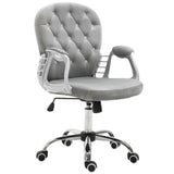 Office Chair Luxury Velour Diamond Tufted Padded Ergonomic 360 Swivel Grey