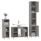 3 Piece Bathroom Furniture Set Grey Sonoma Engineered Wood