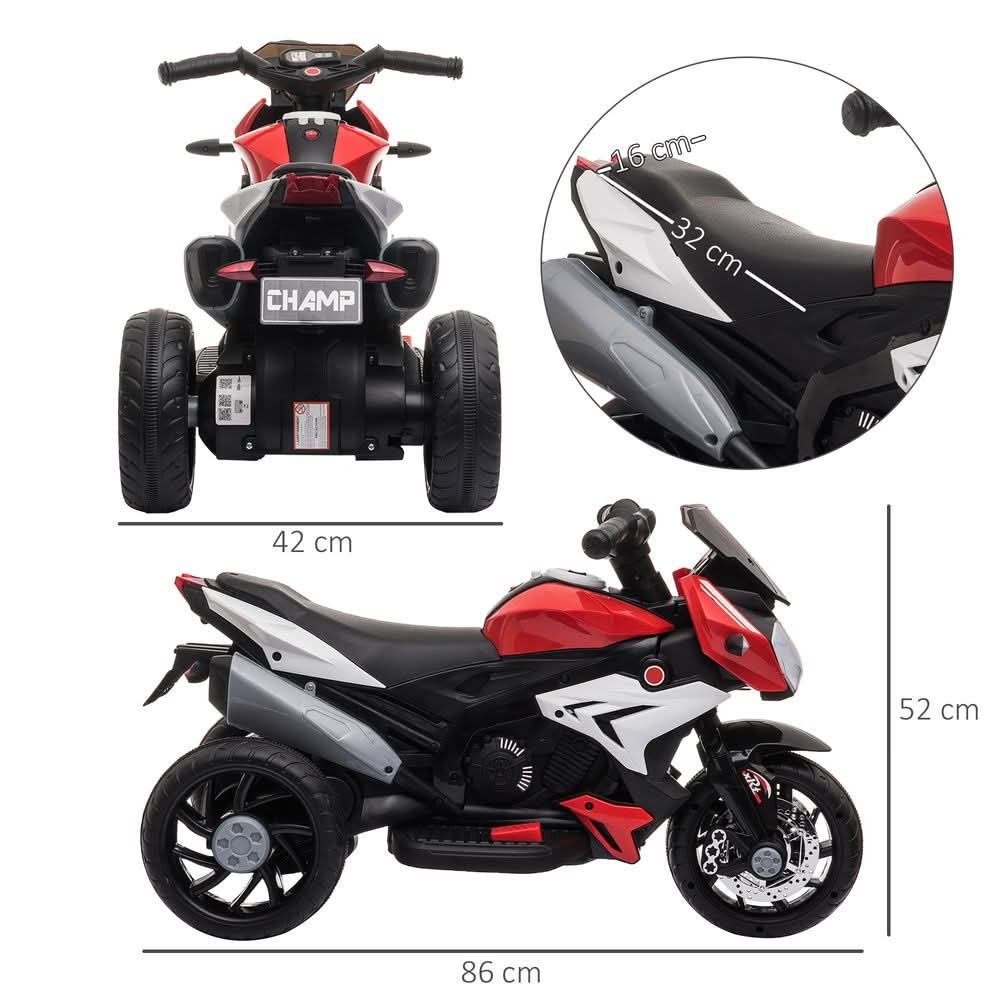 Kids Electric Motorcycle Ride-On Toy 6V Battery Music Horn Lights Red