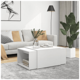 3 Piece Nesting Coffee Table Set  White 60x60x38 cm Engineered Wood