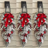 2023 New Christmas Wreath Front Door Christmas Wreath Red Ball Ornaments Door Window Mantle Indoor Outdoor Christmas Decoration