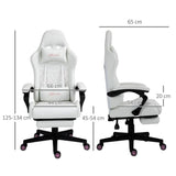 Racing Gaming Chair PU Leather Gamer Recliner Home Office, White