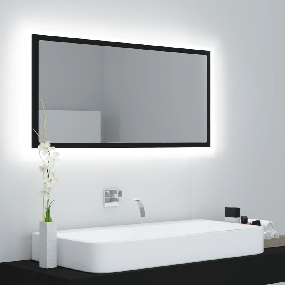 LED Bathroom Mirror White 90x8.5x37 cm Acrylic