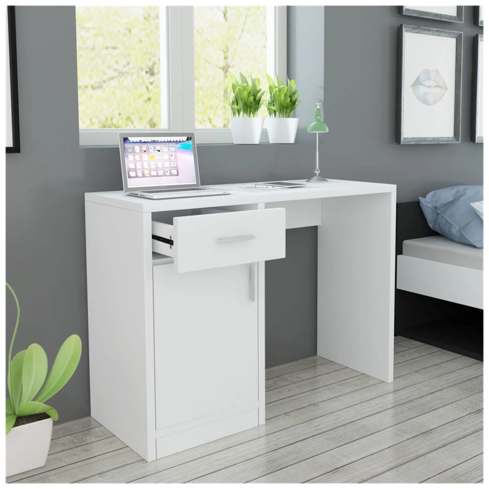 Desk with Drawer and Cabinet White 100x40x73 cm