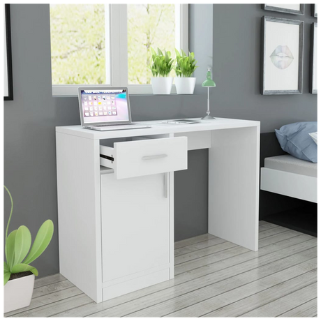 Desk with Drawer and Cabinet White 100x40x73 cm