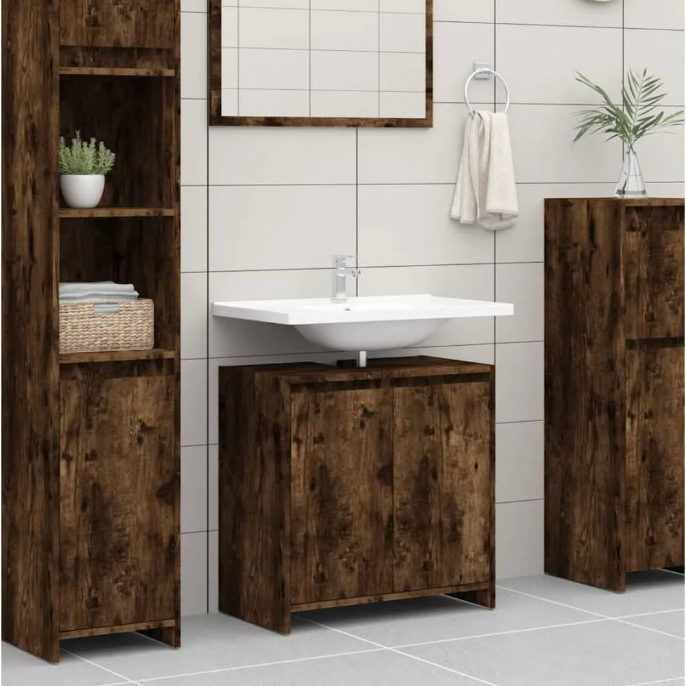 Bathroom Cabinet Smoked Oak 60x33x61 cm Engineered Wood