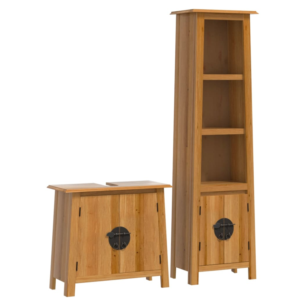 2 Piece Bathroom Furniture Set Solid Wood Pine