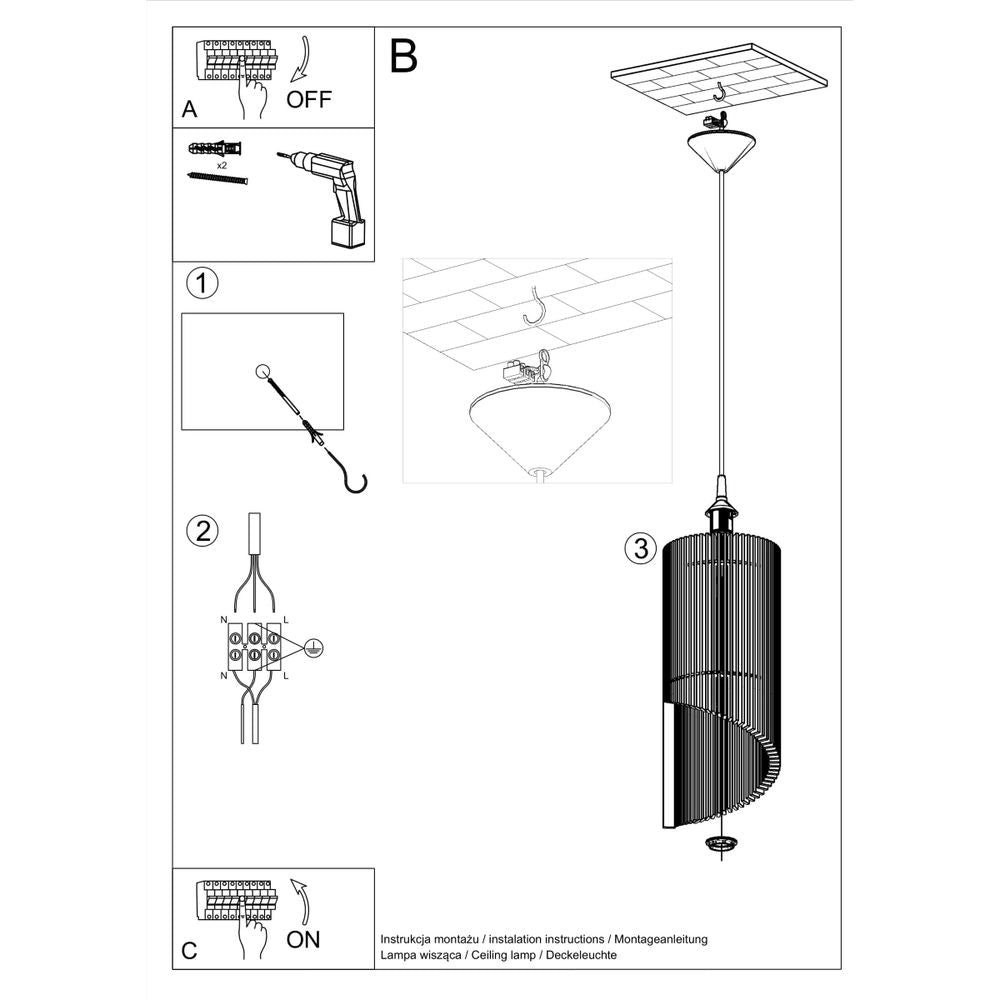 Pendant lamp wood Alexia Scandinavian Design E27