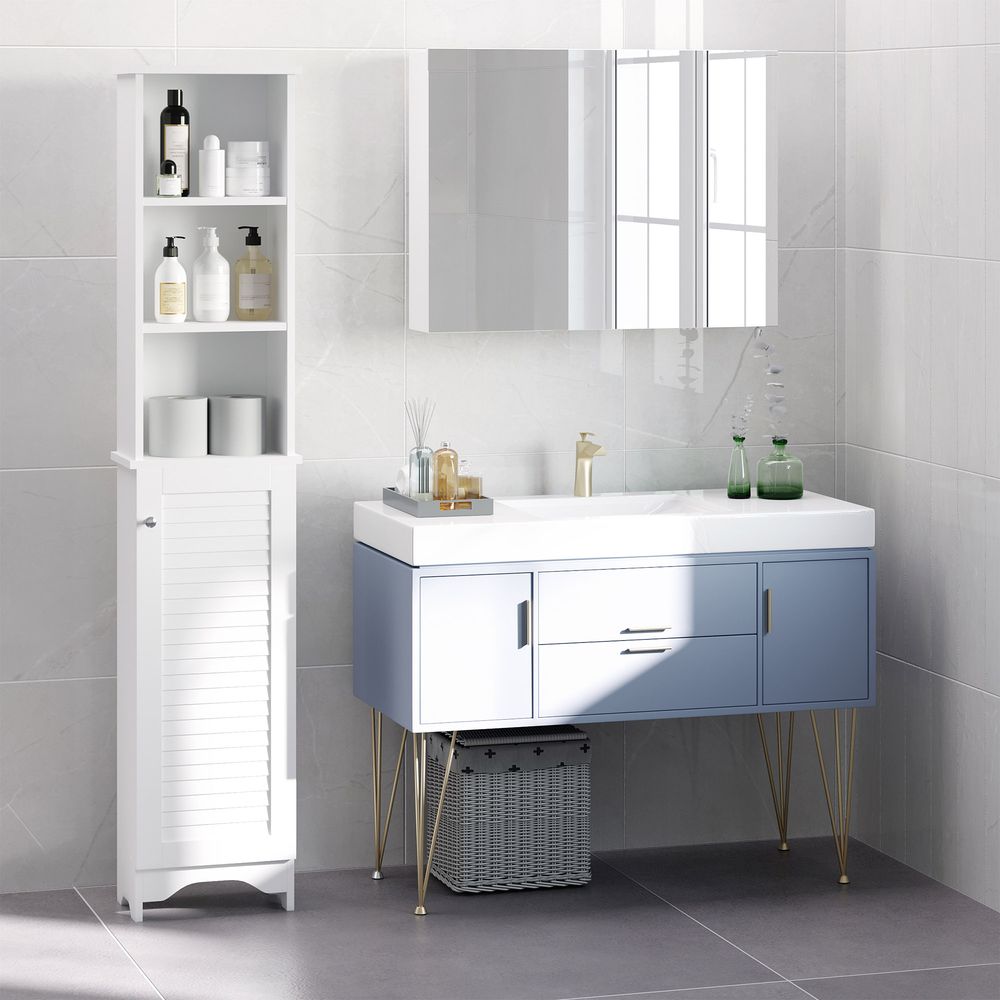 MDF 6-Tier Tall Bathroom Storage Cabinet White