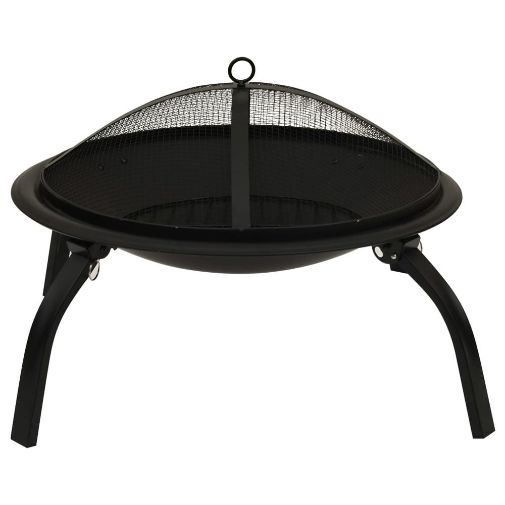 2-in-1 Fire Pit and BBQ with Poker 56x56x49 cm Steel