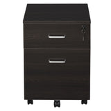 2-Drawer Locking Office Filing Cabinet 5 Wheels Rolling Storage Brown Vinsetto