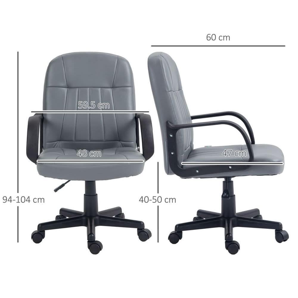 PU Leather Office Chair Swivel Home Mid-Back Computer Desk Chair, Grey