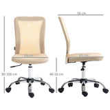 Vinsetto Armless Office Chair with Adjustable Height Mesh Back Wheels Beige