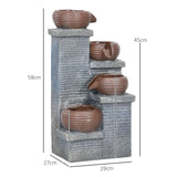 Solar Water Feature 4 Tier Cascade Water Fountain with LED Lights