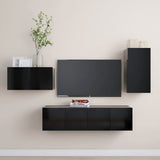 4 Piece TV Cabinet Set Grey Engineered Wood