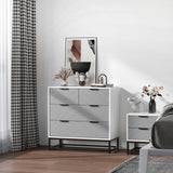 Chest of Drawers with Metal Handles Freestanding Dresser Modern Wooden