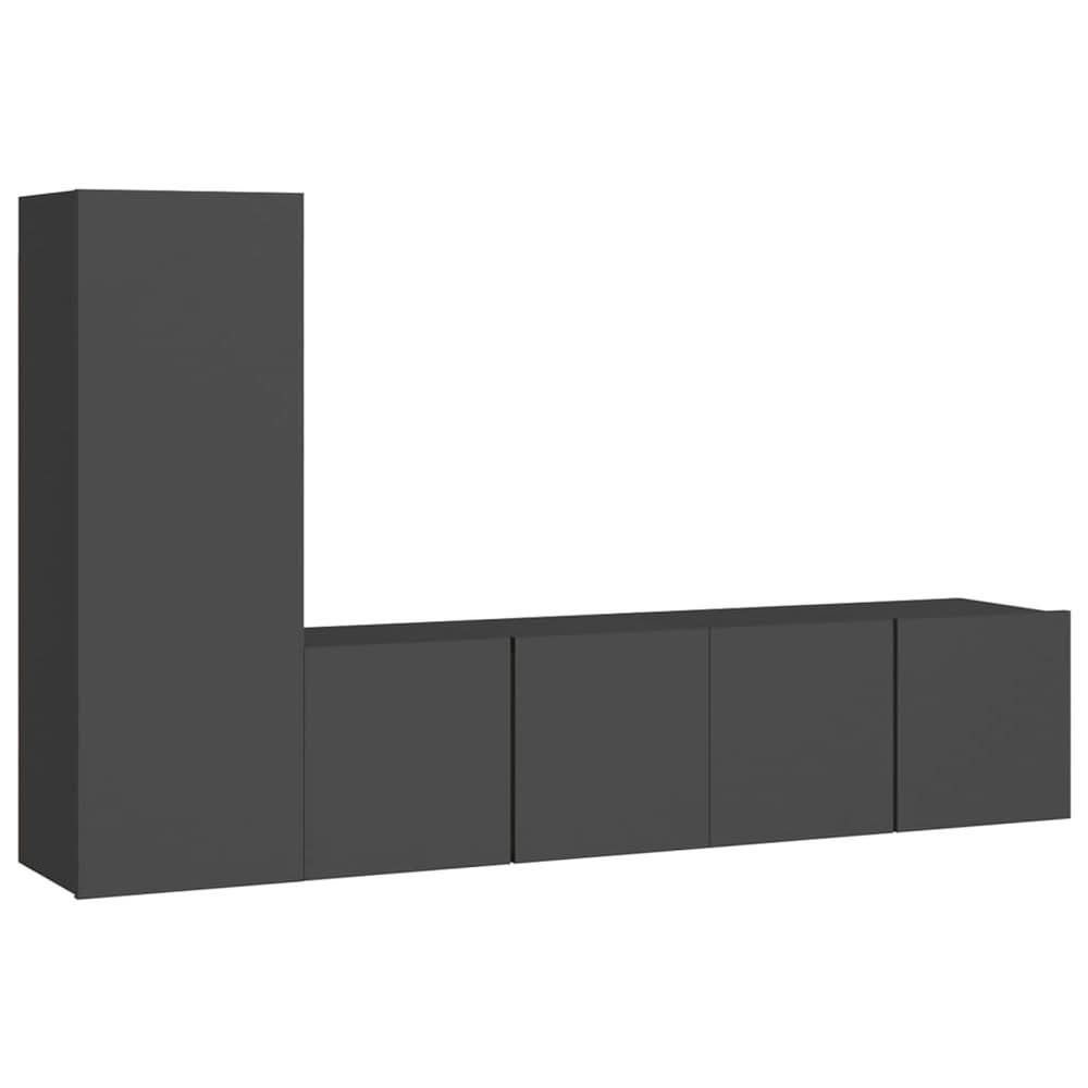 3 Piece TV Cabinet Set Grey Engineered Wood