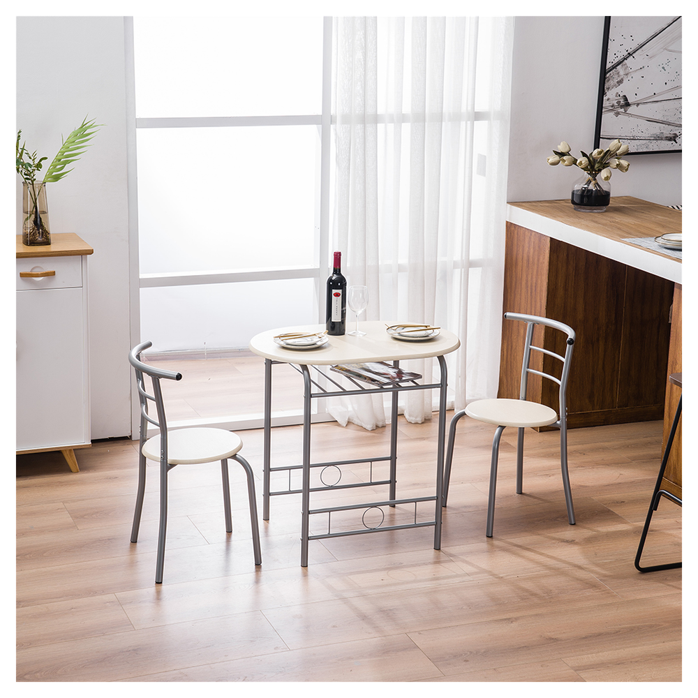 PVC Breakfast Table (One Table and Two Chairs) Natural