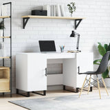 Desk White 140x50x75 cm Engineered Wood