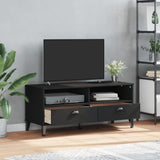 TV Cabinet Black Solid Wood Pine