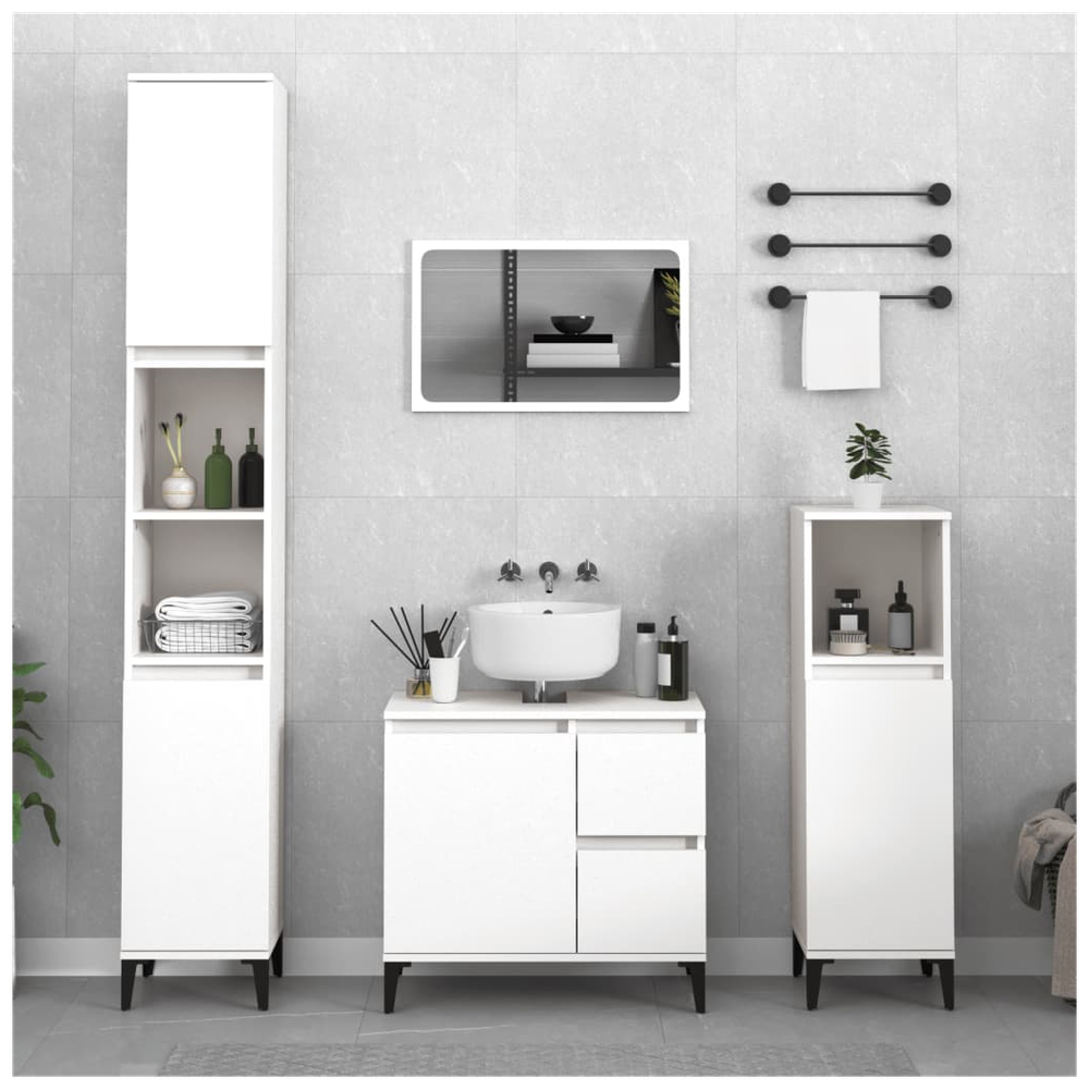 Bathroom Cabinet White 30x30x100 cm Engineered Wood