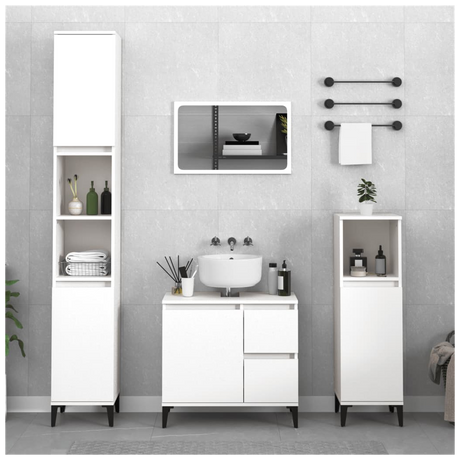 Bathroom Cabinet White 30x30x100 cm Engineered Wood