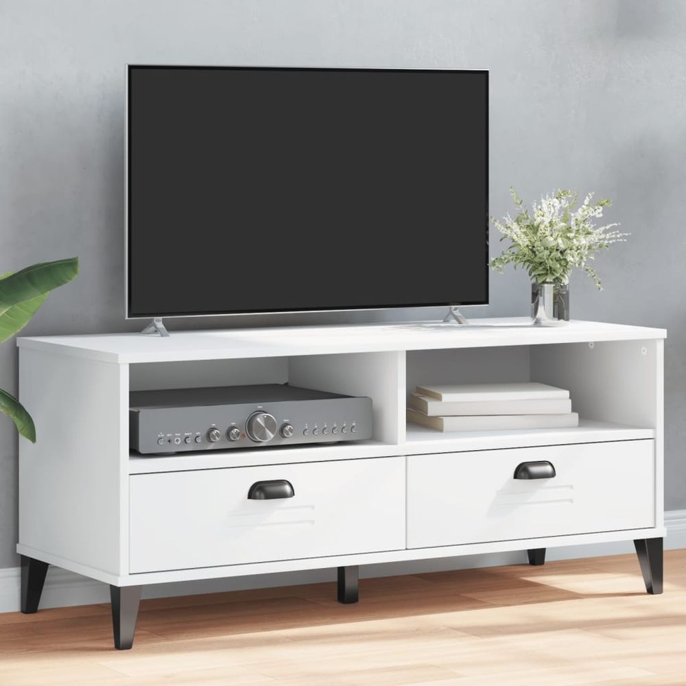 TV Cabinet VIKEN White Solid Wood Pine